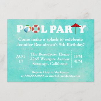 Backyard Outdoor Pool Birthday Party Invitation by coastal_life at Zazzle