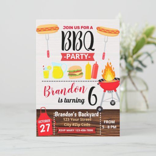 BACKYARD PARTY BBQ BIRTHDAY INVITATION | Zazzle