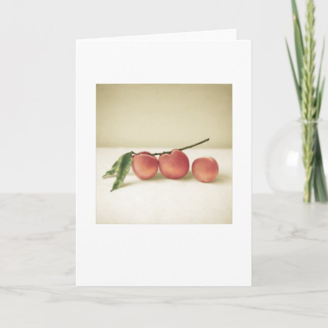 Backyard Peaches Still-Life Blank Greeting Card (Front)