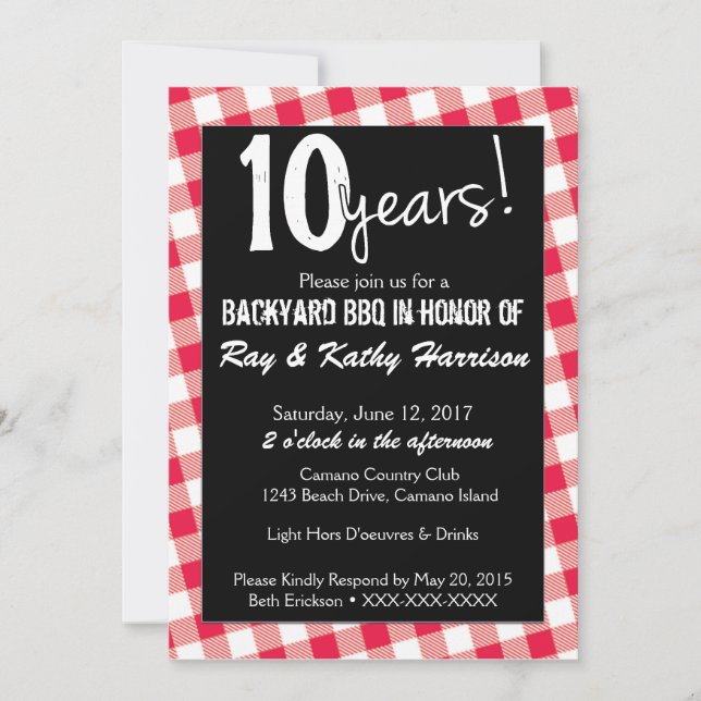 Backyard Picnic Anniversary Invitation Template (Front)