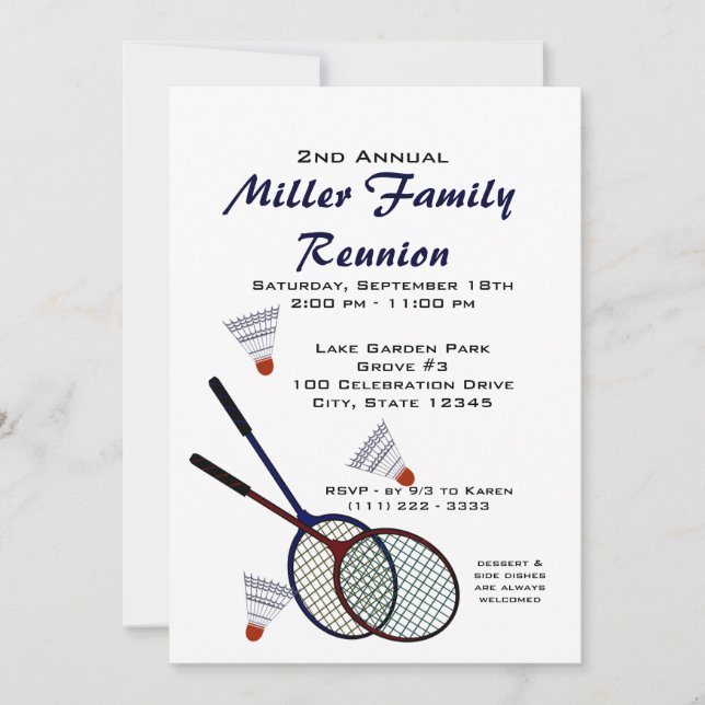 Backyard Picnic Games/ Badminton Invitation (Front)