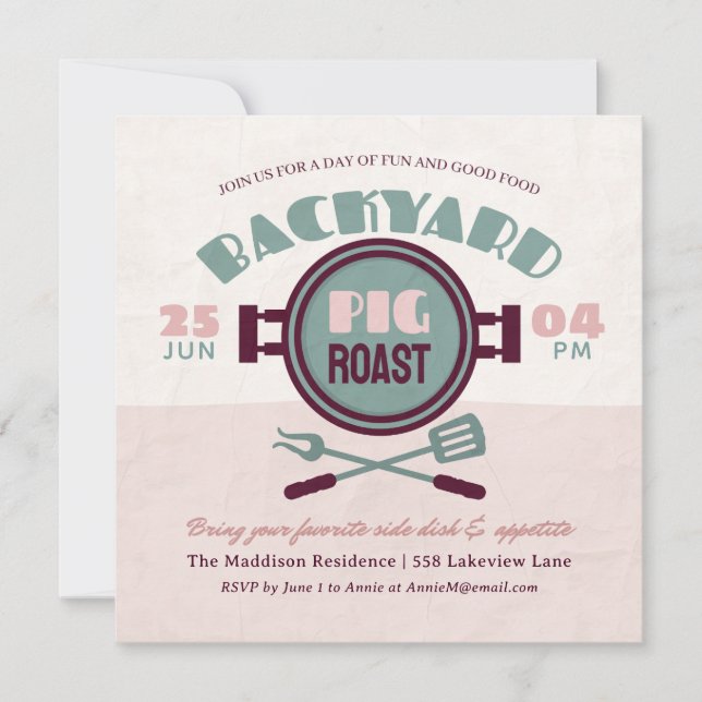 Backyard Pig Roast Invitation (Front)