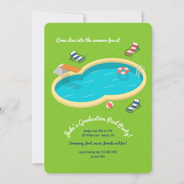 Backyard Pool Party Invitation (Front)