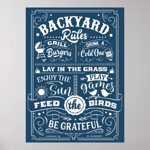 Backyard Rules List Custom Background Poster