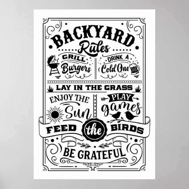Backyard Rules: Relax, Play, and Enjoy Poster (Front)