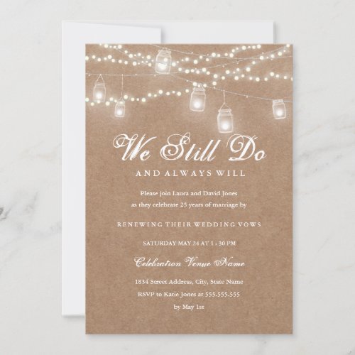 Backyard Rustic Vow Renewal Anniversary Invitation