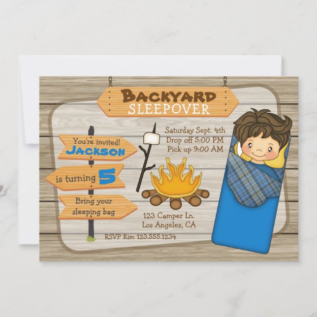 Backyard Sleepover Birthday Party Invitation (Front)