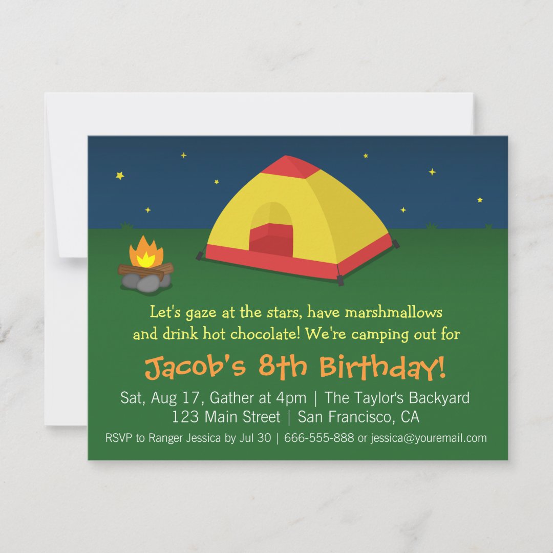 Backyard Sleepover Camping Birthday Party Invitation | Zazzle