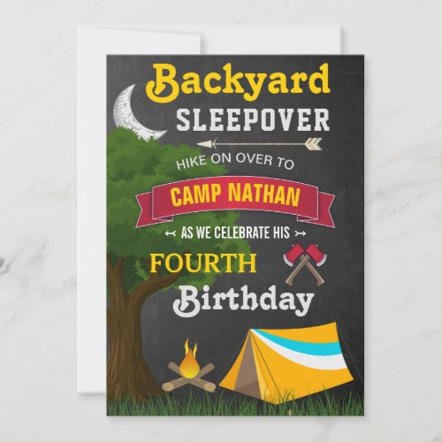 Backyard Sleepover Camping Birthday Party Invitation