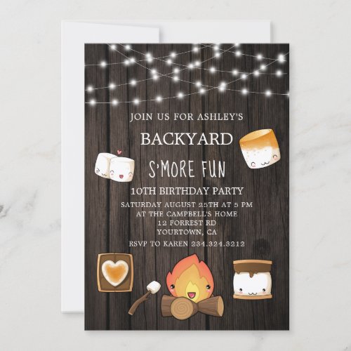 Backyard Smore Fun Birthday Invitation