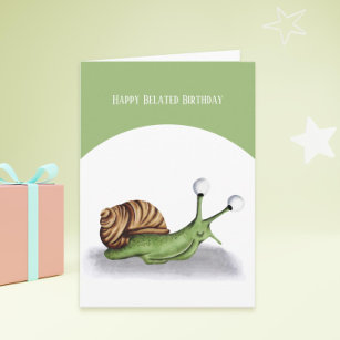 Backyard Snail Children Belated Birthday Card