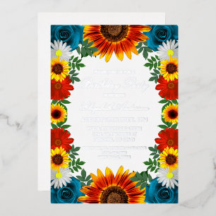 Backyard Summer Floral Birthday Foil Invitation