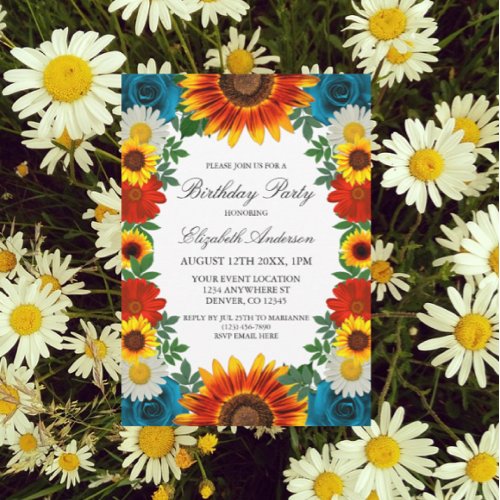 Backyard Summer Floral Birthday Invitation