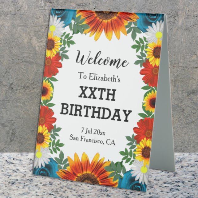 Backyard Summer Floral Birthday Table Tent (Creator Uploaded)