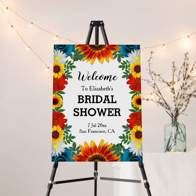 Backyard Summer Floral Bridal Shower Foam Board (In Situ (Stand))