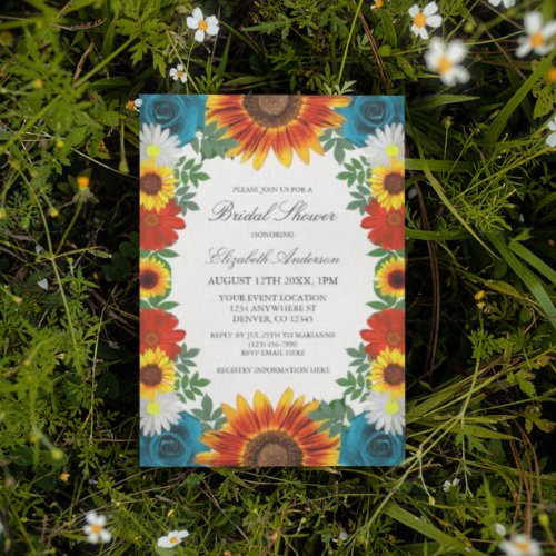 Backyard Summer Floral Bridal Shower Invitation