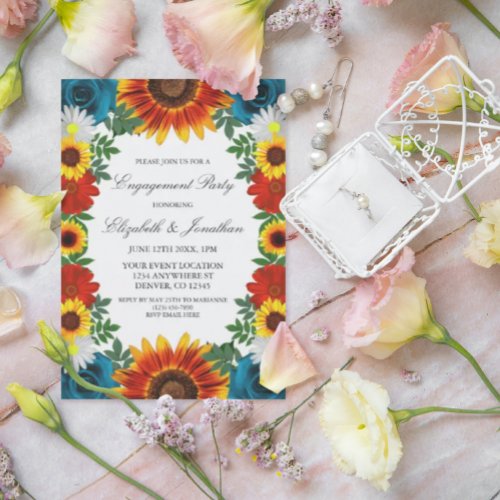 Backyard Summer Floral Engagement Party Invitation