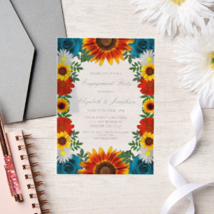 Backyard Summer Floral Engagement Party Vellum Invitations