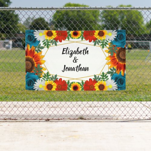 Backyard Summer Floral Geometric Banner