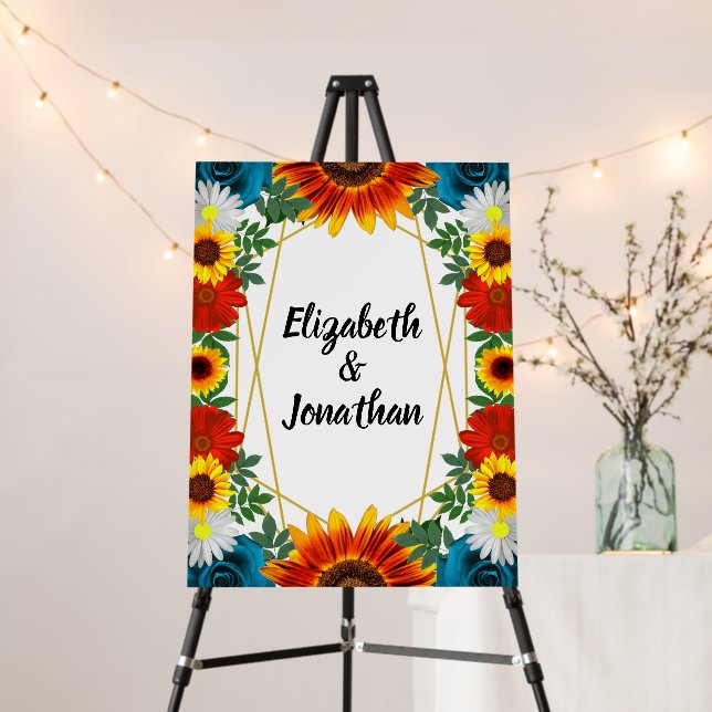 Backyard Summer Floral Geometric Foam Board (In Situ (Stand))