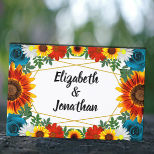 Backyard Summer Floral Geometric Guest Book