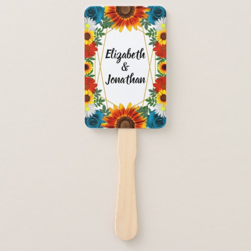 Backyard Summer Floral Geometric Hand Fan