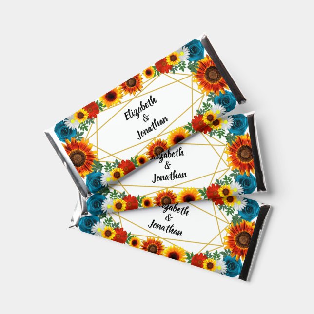 Backyard Summer Floral Geometric Hershey Bar Favors (Front)