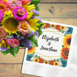 Backyard Summer Floral Geometric Napkins