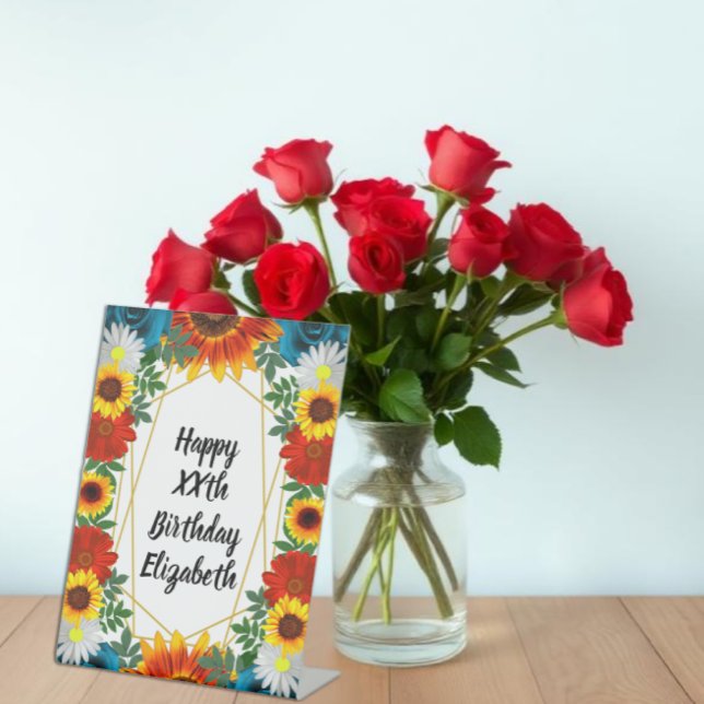 Backyard Summer Floral Geometric Pedestal Sign (Creator Uploaded)