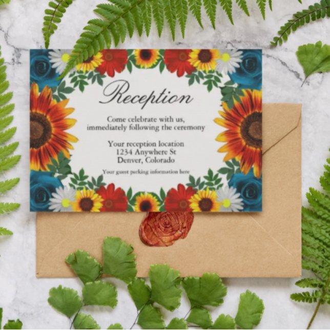 Backyard Summer Floral Reception Enclosure Card (Creator Uploaded)