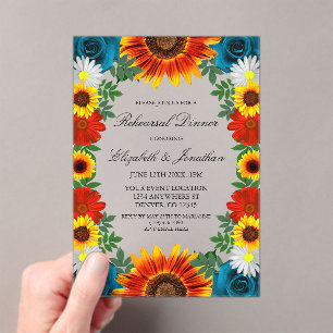 Backyard Summer Floral Rehearsal Dinner Acrylic Invitations