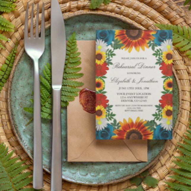 Backyard Summer Floral Rehearsal Dinner Invitation (Creator Uploaded)