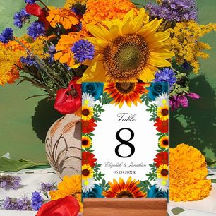 Backyard Summer Floral Table Number