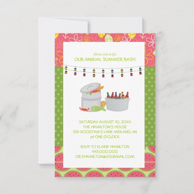 Backyard Summer Seafood Party Invitations (Front)
