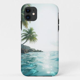 Backyard view with palm trees iPhone 11 case
