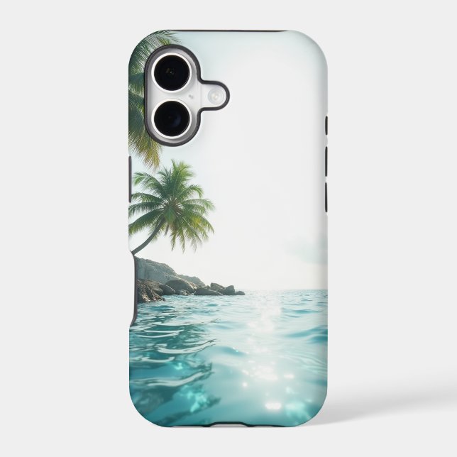 Backyard view with palm trees iphone case (Back)
