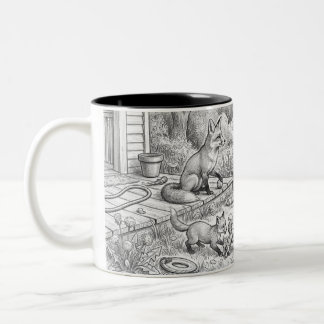 Backyard Wildlife Pencil Sketch Two-Tone Coffee Mu Mug
