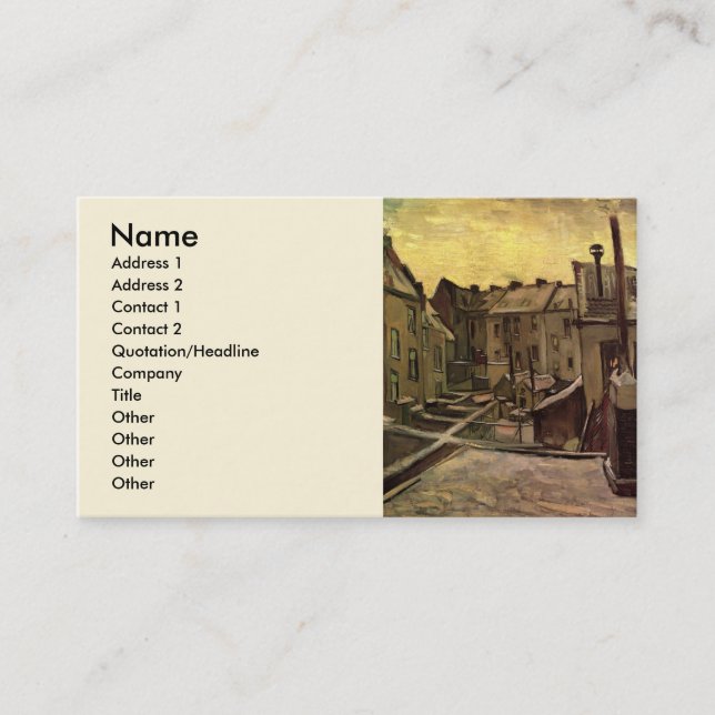 Backyards of Old Houses by Vincent van Gogh Business Card (Front)