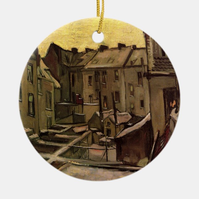 Backyards of Old Houses by Vincent van Gogh Ceramic Ornament (Front)