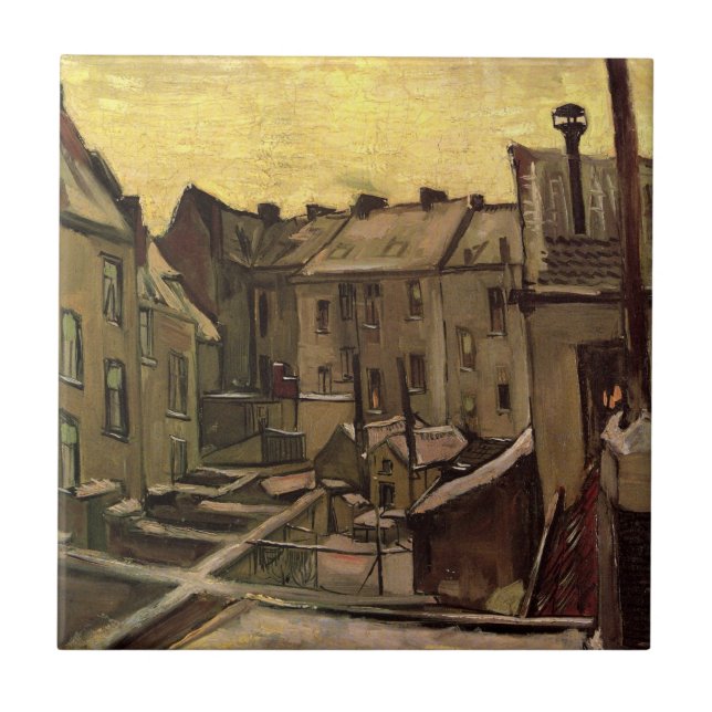 Backyards of Old Houses by Vincent van Gogh Ceramic Tile (Front)