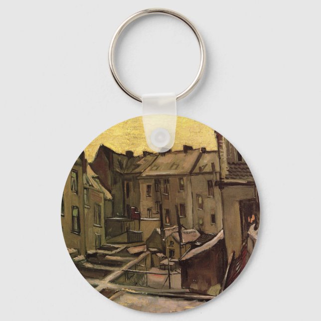 Backyards of Old Houses by Vincent van Gogh Keychain (Front)