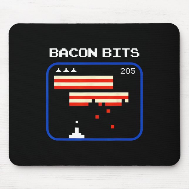 Bacon 8-bits Video Game Player Retro Nerd Geek  Mouse Pad (Front)