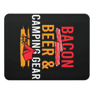 Bacon and Beer Camping Gea Design Door Sign