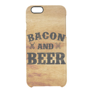 Bacon and beer rustic wood clear iPhone 6/6S case