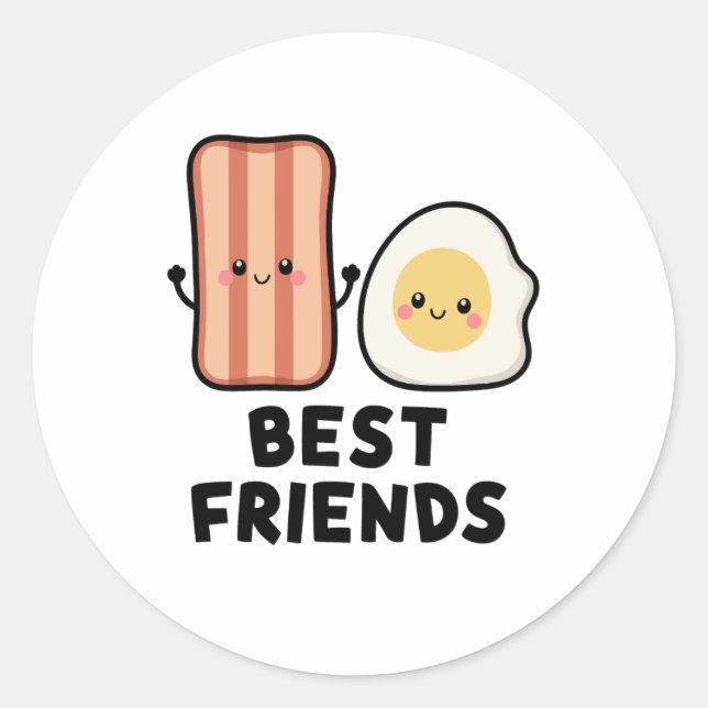 Bacon and Egg Best Friends Classic Round Sticker (Front)