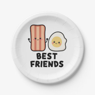 Bacon and Egg Best Friends Paper Plates