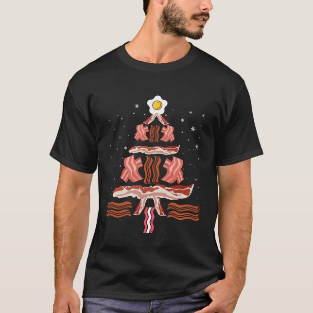 Bacon and Egg Xmas Tree Winter Holiday  Christmas T-Shirt (Front)
