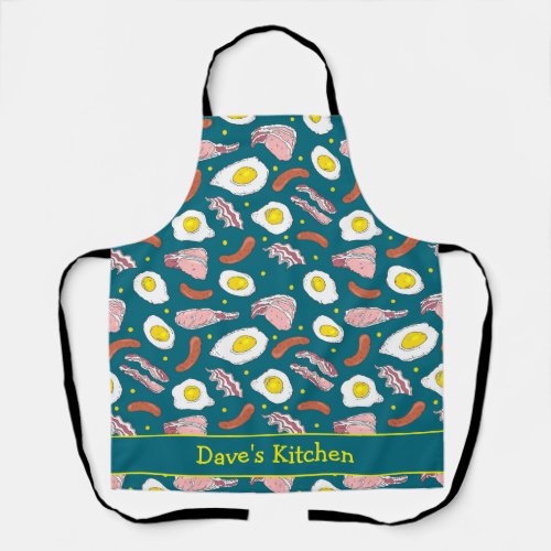 Bacon and Eggs Breakfast Food Patterned Apron