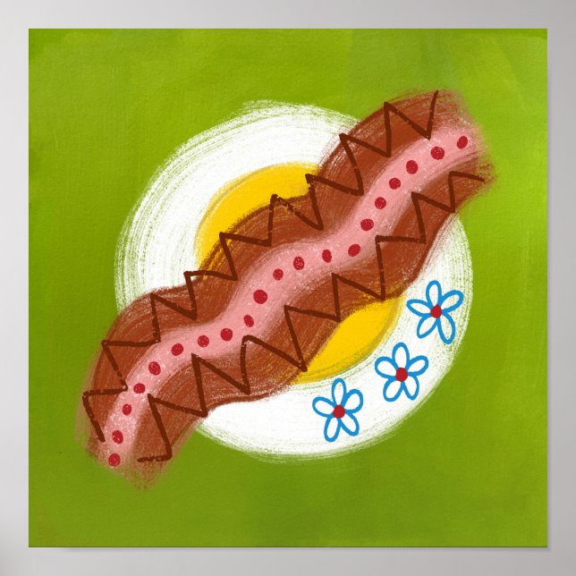 Bacon And Eggs Breakfast Poster Wall Art (Front)