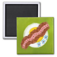 Bacon And Eggs Breakfast Refrigerator Magnet
